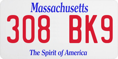 MA license plate 308BK9