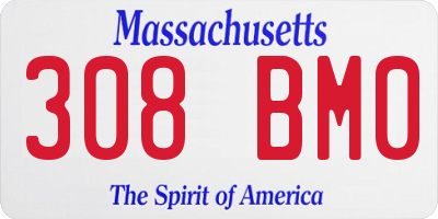 MA license plate 308BM0