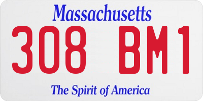 MA license plate 308BM1