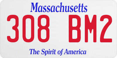MA license plate 308BM2