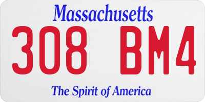 MA license plate 308BM4