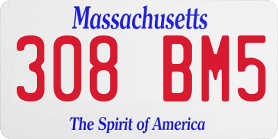 MA license plate 308BM5