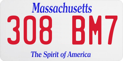 MA license plate 308BM7