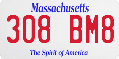 MA license plate 308BM8