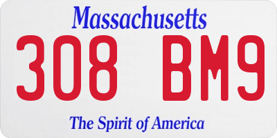 MA license plate 308BM9