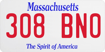 MA license plate 308BN0