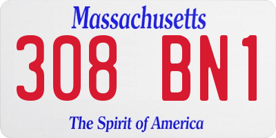 MA license plate 308BN1