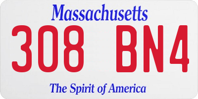 MA license plate 308BN4