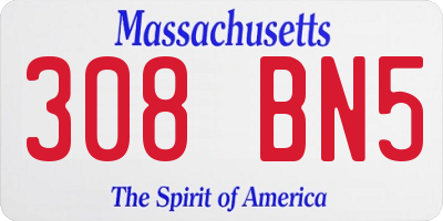 MA license plate 308BN5