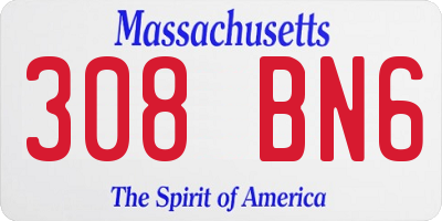 MA license plate 308BN6
