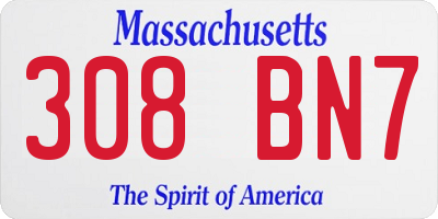 MA license plate 308BN7