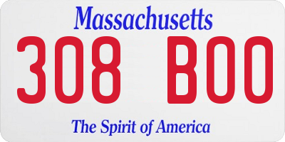 MA license plate 308BO0