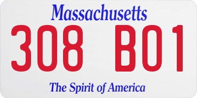 MA license plate 308BO1