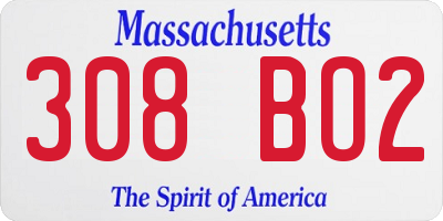 MA license plate 308BO2