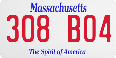 MA license plate 308BO4