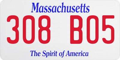 MA license plate 308BO5