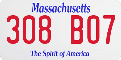 MA license plate 308BO7