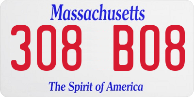 MA license plate 308BO8