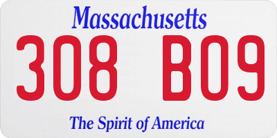 MA license plate 308BO9