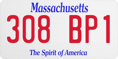 MA license plate 308BP1