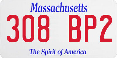 MA license plate 308BP2