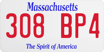MA license plate 308BP4