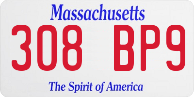 MA license plate 308BP9