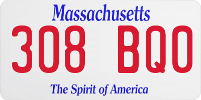 MA license plate 308BQ0
