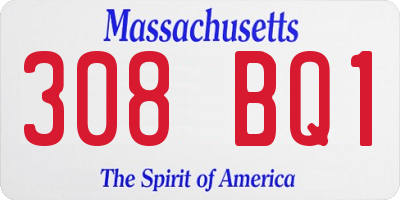 MA license plate 308BQ1