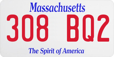 MA license plate 308BQ2