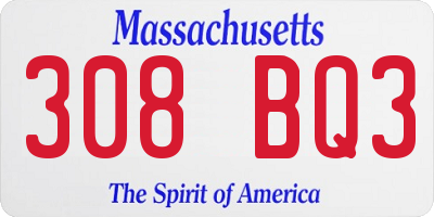 MA license plate 308BQ3