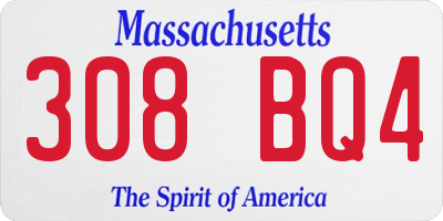 MA license plate 308BQ4