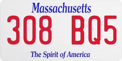 MA license plate 308BQ5