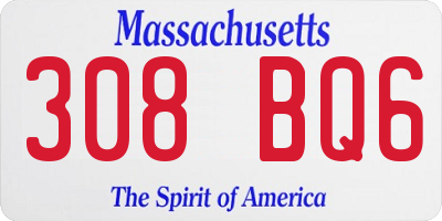 MA license plate 308BQ6
