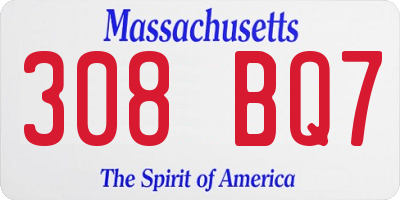 MA license plate 308BQ7
