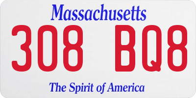 MA license plate 308BQ8