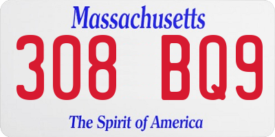 MA license plate 308BQ9