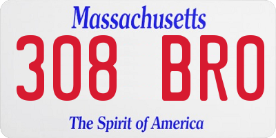MA license plate 308BR0