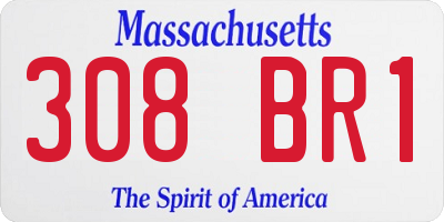 MA license plate 308BR1