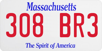 MA license plate 308BR3