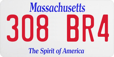 MA license plate 308BR4