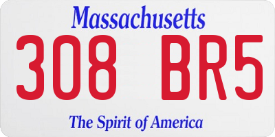 MA license plate 308BR5