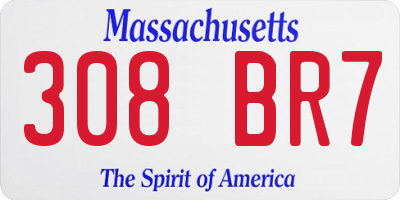MA license plate 308BR7