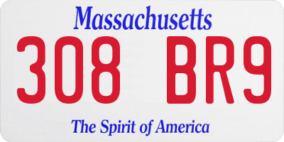 MA license plate 308BR9