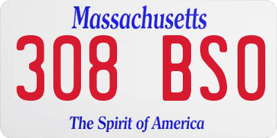 MA license plate 308BS0