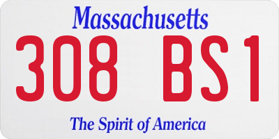MA license plate 308BS1