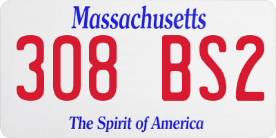 MA license plate 308BS2