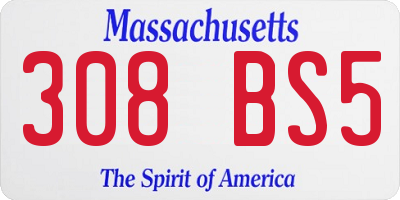 MA license plate 308BS5