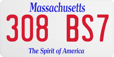 MA license plate 308BS7