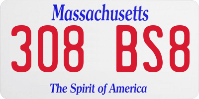 MA license plate 308BS8
